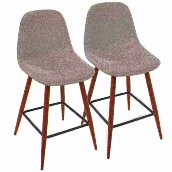 Pebble Counter Stool in Walnut and Light Grey, PK 2, Lumisource, Mfr#: CS-PEB WL+LGY2